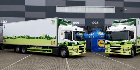Dagligvarerne kommer med biogas-lastbiler