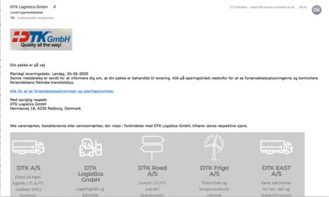 Transportvirksomhed i Padborg bliver brugt som afsender på fup-mail