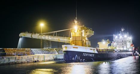 Ny bulkterminal i Sydvestjylland blev taget i brug med en last grus
