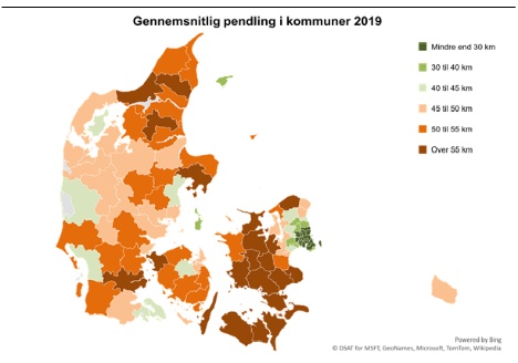 Borgere i Danmark pendler længere og længere